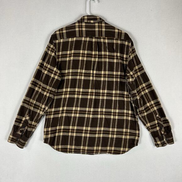 Vans Long Sleeve Button Up Flannel Shirt Mens Size Large Classic Fit Brown Plaid - Picture 7 of 12